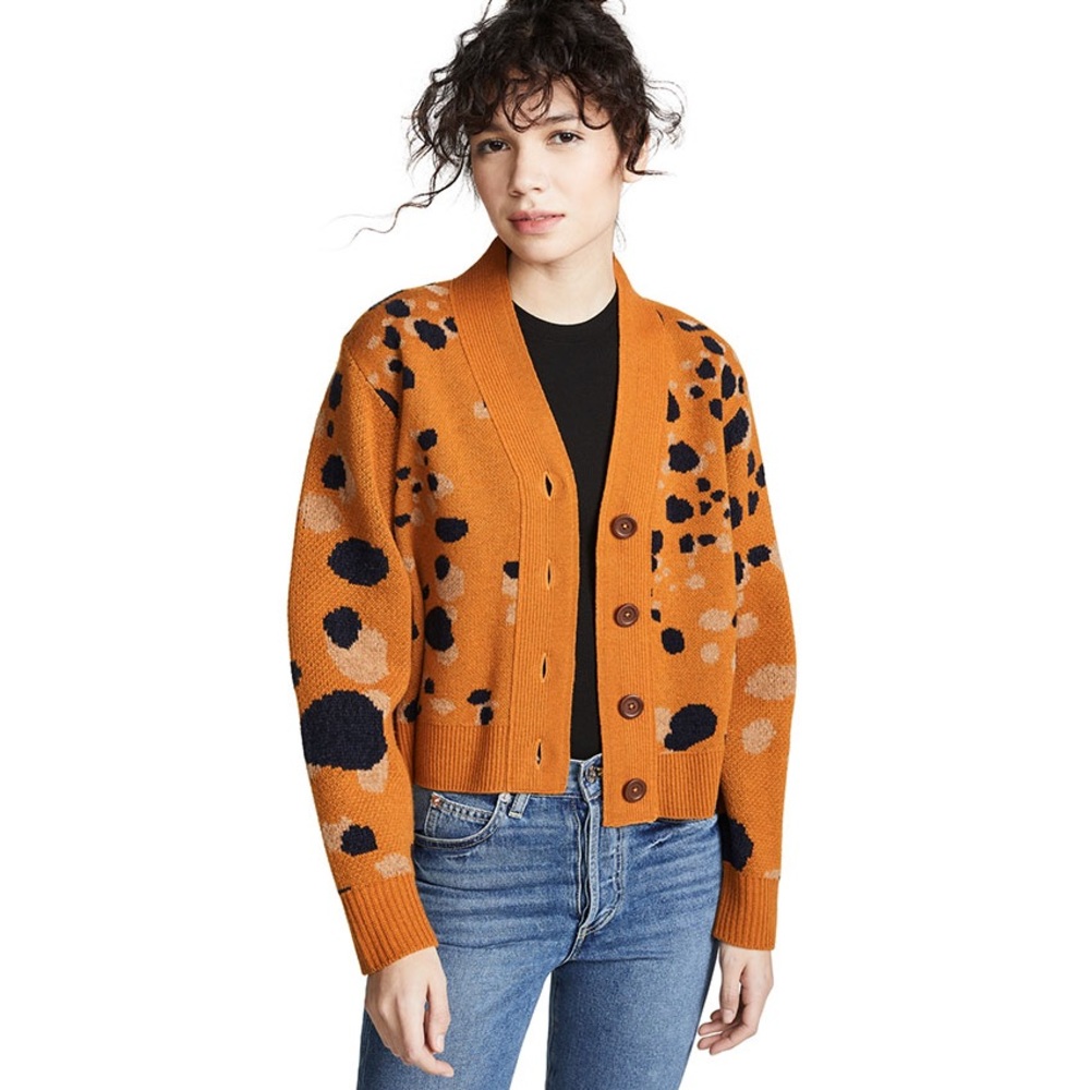 Sea Orange and Black Patterned Cardigan